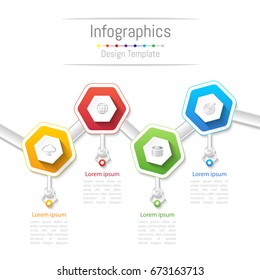 Infographic design elements for your business with 4 options, parts, steps or processes, Vector Illustration.