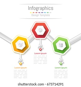 Infographic design elements for your business with 3 options, parts, steps or processes, Vector Illustration.