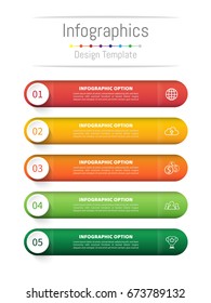 Infographic design elements for your business with 5 options, parts, steps or processes, Vector Illustration.
