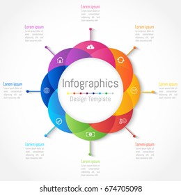 Infographic design elements for your business with 8 options, parts, steps or processes, Vector Illustration.