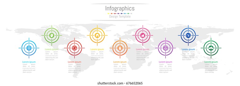 Infographic design elements for your business with 9 options, parts, steps or processes, Vector Illustration. Elements of this image furnished by NASA