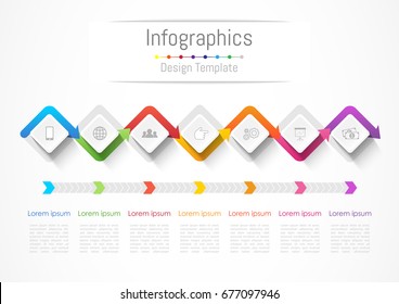 Infographic design elements for your business with 7 options, parts, steps or processes, Vector Illustration.