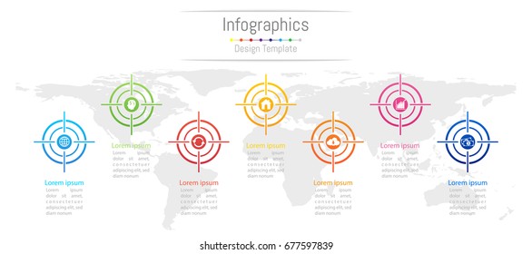 Infographic design elements for your business with 7 options, parts, steps or processes, Vector Illustration.