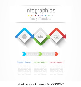 Infographic design elements for your business with 3 options, parts, steps or processes, Vector Illustration.