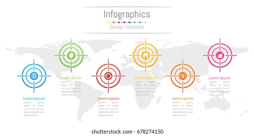 Infographic design elements for your business with 6 options, parts, steps or processes, Vector Illustration. Elements of this image furnished by NASA
