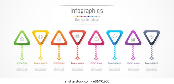 Infographic design elements for your business data with 8 options, parts, steps, timelines or processes. Vector Illustration.