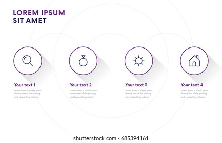 Infographic design elements for your business with 4 options, parts, steps or processes. Business concept with options. White background. Long shadow. Vector Illustration.