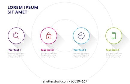Infographic design elements for your business with 4 options, parts, steps or processes. Business concept with options. White background. Long shadow. Vector Illustration.