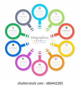 Infographic design elements for your business data with 10 options, parts, steps, timelines or processes. Paper style, Vector Illustration.