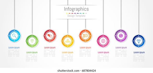 Infographic design elements for your business data with 8 options, parts, steps, timelines or processes. Vector Illustration.