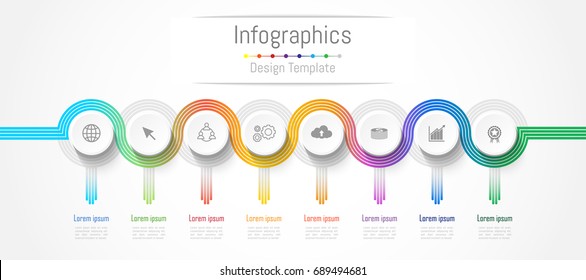 Infographic design elements for your business data with 8 options, parts, steps, timelines or processes. connection lines concept,  Vector Illustration.