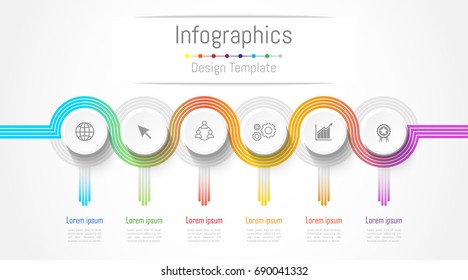 Infographic design elements for your business data with 6 options, parts, steps, timelines or processes. connection lines concept,  Vector Illustration.