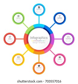 Infographic design elements for your business data with 8 options, parts, steps, timelines or processes. Vector Illustration.