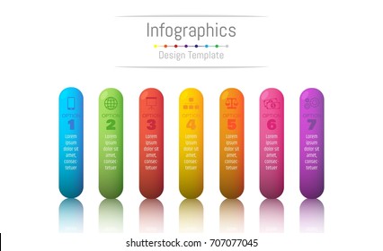 Infographic design elements for your business data with 7 options, parts, steps, timelines or processes. Vector Illustration.