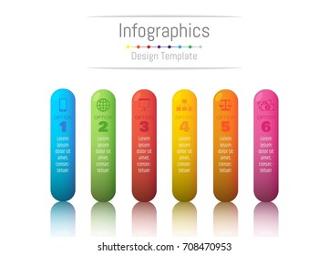 Infographic design elements for your business data with 6 options, parts, steps, timelines or processes. Vector Illustration.