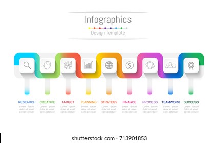 Infographic design elements for your business data with 9 options, parts, steps, timelines or processes. Connection line concept. Connection line concept, Vector Illustration.