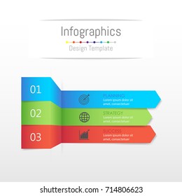 Infographic design elements for your business data with 3 options, parts, steps, timelines or processes, Sticky note paper concept. Vector Illustration.