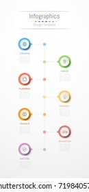 Infographic design elements for your business data with 7 options, parts, steps, timelines or processes. Vector Illustration.