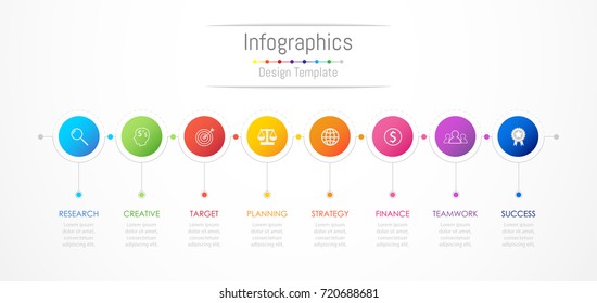 Infographic design elements for your business data with 8 options, parts, steps, timelines or processes. Vector Illustration.