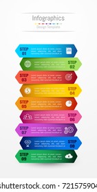 Infographic design elements for your business data with 9 options, parts, steps, timelines or processes. Vector Illustration.