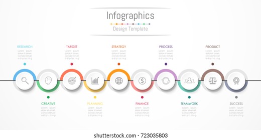 Elementos de diseño infográfico para los datos de su negocio con 10 opciones, piezas, pasos, líneas de tiempo o procesos. Ilustración vectorial.