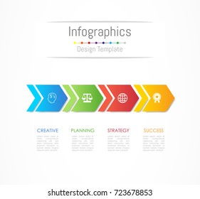 Infographic design elements for your business data with 4 options, parts, steps, timelines or processes, Arrow connect concept. Vector Illustration