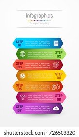 Infographic design elements for your business data with 7 options, parts, steps, timelines or processes. Vector Illustration.