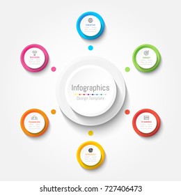 Infographic design elements for your business data with 6 options, parts, steps, timelines or processes. Vector Illustration.