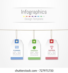 Infographic design elements for your business data with 3 options, parts, steps, timelines or processes, Label tag concept. Vector Illustration.