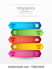 Infographic design elements for your business data with 5 options, parts, steps, timelines or processes. Vector Illustration.
