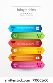 Infographic design elements for your business data with 6 options, parts, steps, timelines or processes. Vector Illustration.