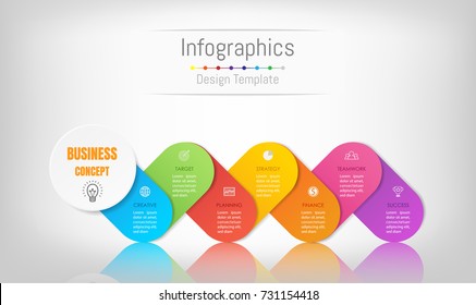 Infographic design elements for your business data with 7 options, parts, steps, timelines or processes. Vector Illustration.