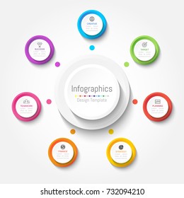 Infographic design elements for your business data with 7 options, parts, steps, timelines or processes. Vector Illustration.