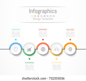 Elementos de diseño infográfico para los datos de su negocio con 5 opciones, piezas, pasos, líneas de tiempo o procesos. Ilustración vectorial.