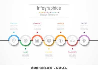 Infographic design elements for your business data with 7 options, parts, steps, timelines or processes. Vector Illustration.