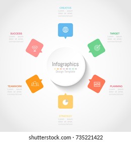 Infographic design elements for your business data with 6 options, parts, steps, timelines or processes. Vector Illustration.