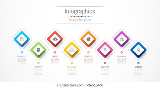 Infographic design elements for your business data with 8 options, parts, steps, timelines or processes. Vector Illustration.