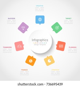 Infographic design elements for your business data with 7 options, parts, steps, timelines or processes. Vector Illustration.