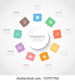 Infographic design elements for your business data with 9 options, parts, steps, timelines or processes. Vector Illustration.