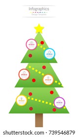 Infographic design elements for your business data with 6 options, parts, steps, timelines or processes. Christmas tree concept, Vector Illustration.