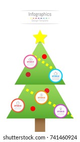 Infographic design elements for your business data with 5 options, parts, steps, timelines or processes. Christmas tree concept, Vector Illustration.