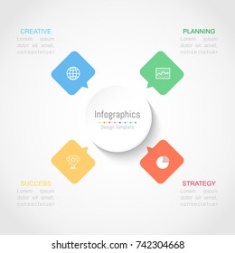 Infographic design elements for your business data with 4 options, parts, steps, timelines or processes. Vector Illustration.