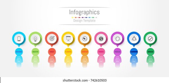 Infographic design elements for your business data with 9 options, parts, steps, timelines or processes. People's communication concept, Vector Illustration.