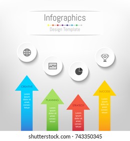 Infographic design elements for your business data with 4 options, parts, steps, timelines or processes. Vector Illustration.