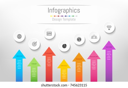 Infographic design elements for your business data with 7 options, parts, steps, timelines or processes. Vector Illustration.