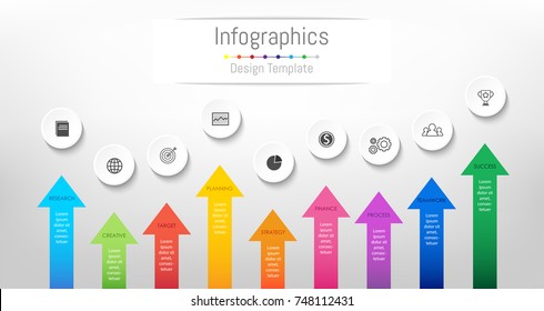 Infographic design elements for your business data with 9 options, parts, steps, timelines or processes. Vector Illustration.