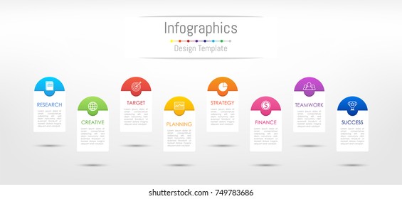 Infographic design elements for your business data with 8 options, parts, steps, timelines or processes. Vector Illustration.