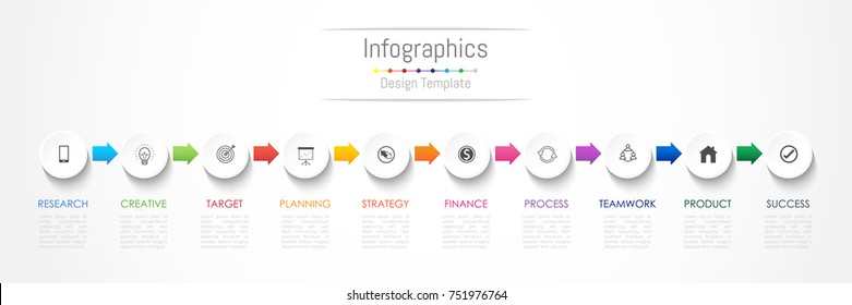 Infographic design elements for your business data with 10 options, parts, steps, timelines or processes. Vector Illustration.