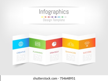 Infographic design elements for your business data with 5 options, parts, steps, timelines or processes. Brochure paper concept, Vector Illustration.