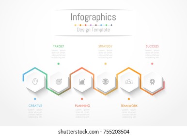 Infographic design elements for your business data with 6 options, parts, steps, timelines or processes. Vector Illustration.